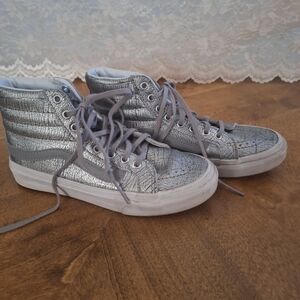 Vans Silver High-Top Kids Sneakers